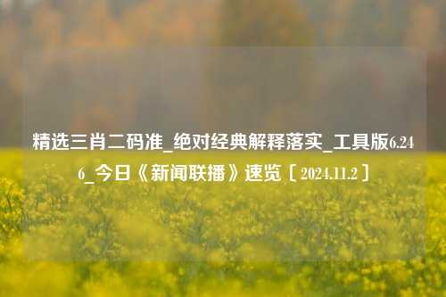 精选三肖二码准_绝对经典解释落实_工具版6.246_今日《新闻联播》速览〔2024.11.2〕