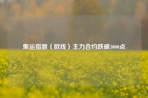 集运指数（欧线）主力合约跌破3000点