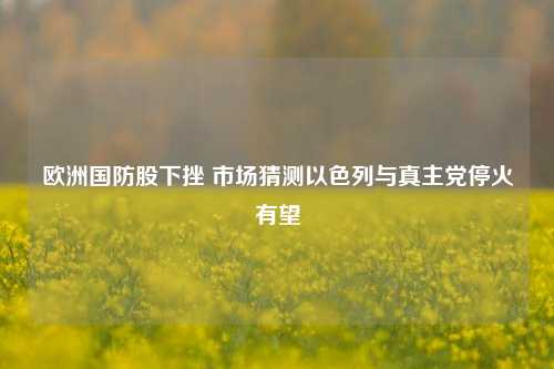 欧洲国防股下挫 市场猜测以色列与真主党停火有望