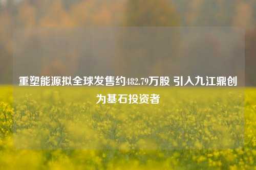 重塑能源拟全球发售约482.79万股 引入九江鼎创为基石投资者